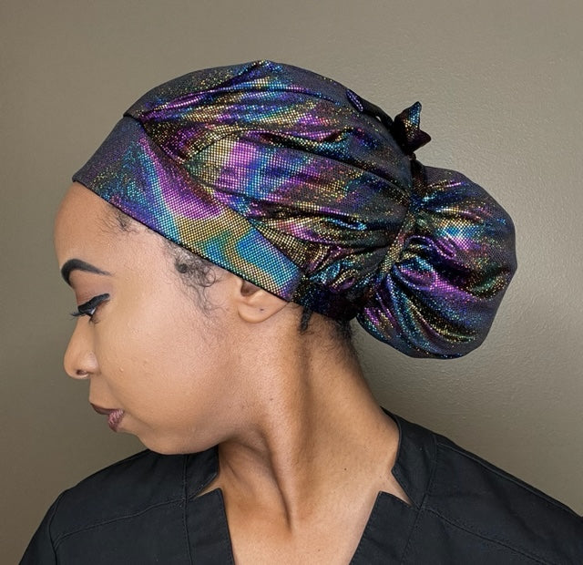 Rainbow Mermaid Satin-Lined Scrub Cap