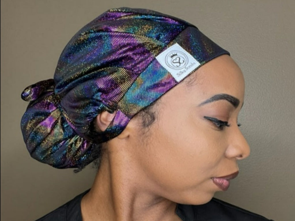 Rainbow Mermaid Satin-Lined Scrub Cap